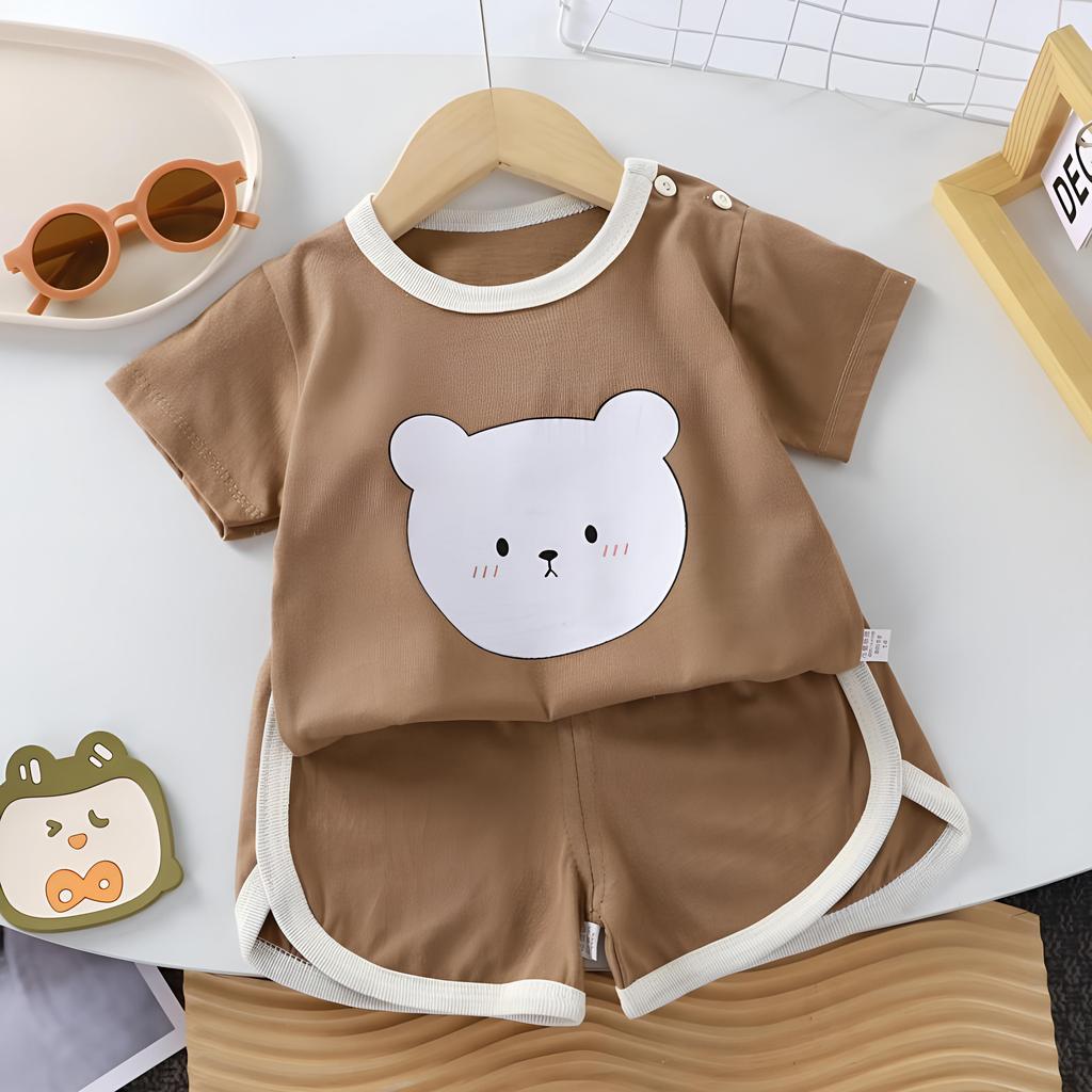 2Pcs/Set Summer Baby Set Cotton Cartoon Casual Childrens Suit Baby Clothes Girl Boy T-shirt+Shorts Childrens Clothing