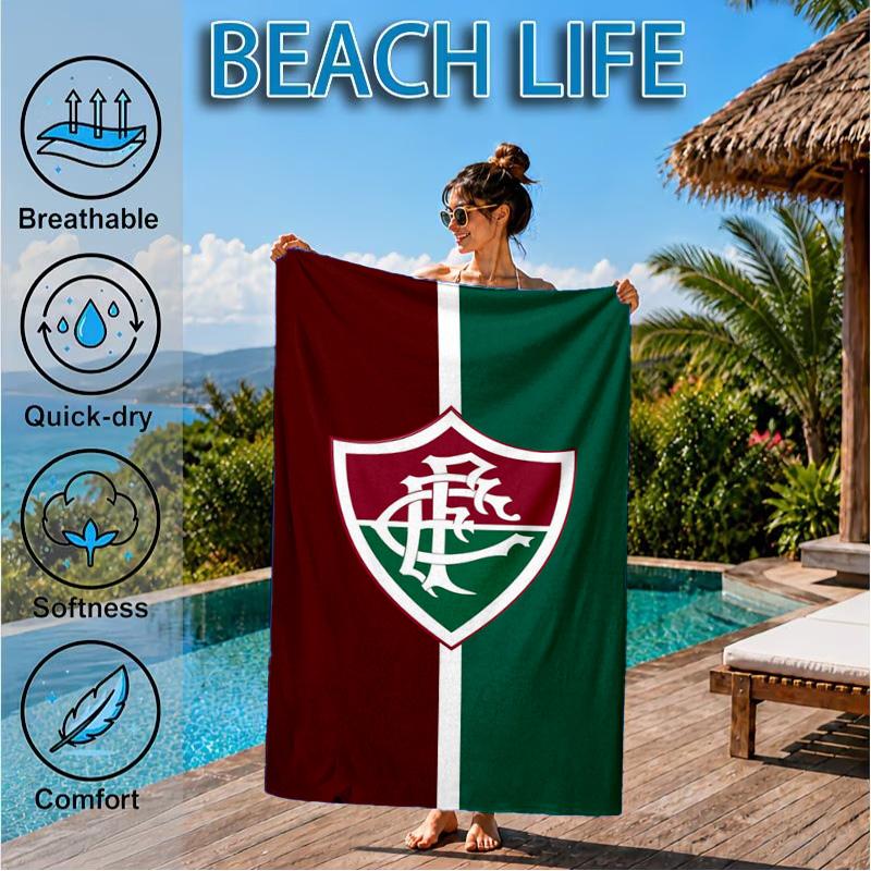 Flumi-nense Football Crest Printed Microfiber Beach Towel, Soft And Absorbent, Quick-Dry, Ideal for Summer Travel, Beach Essential, Swimming Pool