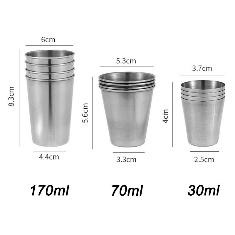 4/6Pcs Outdoor Travel Stainless Steel Cups Mini Glasses Set For Whisky Wine With Case Portable Drinkware Cup 30ml/70ml/170ml New