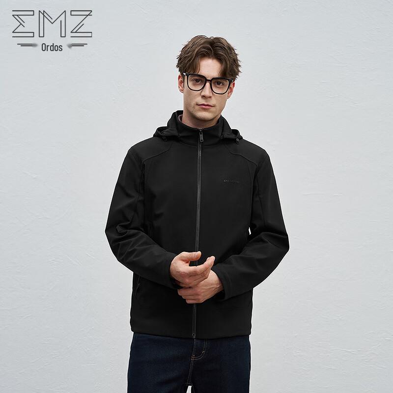 EMZ Men's Hooded Stand-Collar Casual Jacket