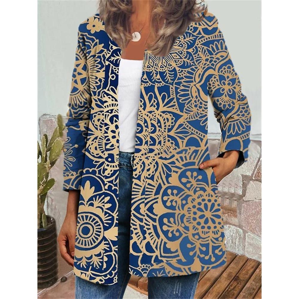 

GMXIA осень зима винтажный этнический стиль принт большой размер куртка кардиган женская одежда XXXXL