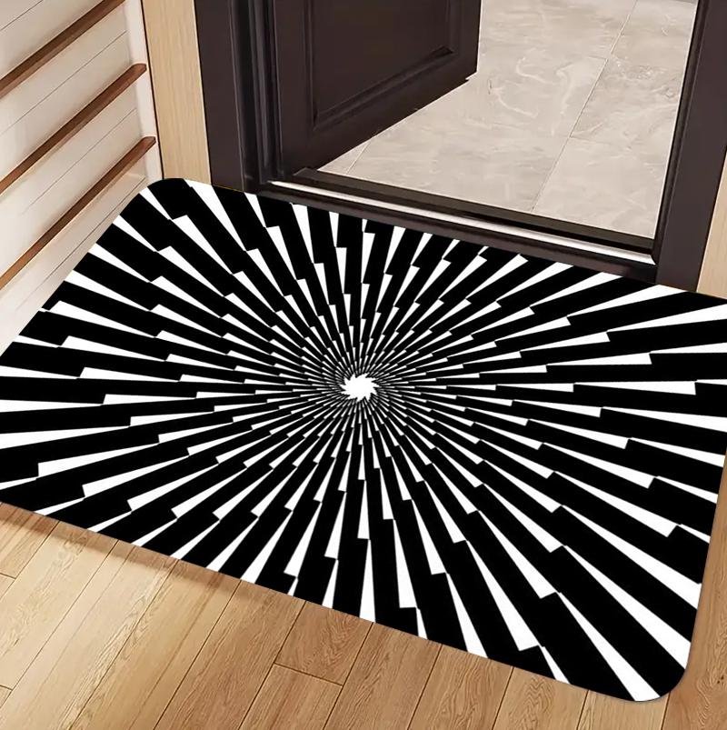 

Trippy Black White Checker Vortex Optical Illusion Carpet Non-slip Washable Door Mat for Entryway Home Decoration 40cm x 60cm