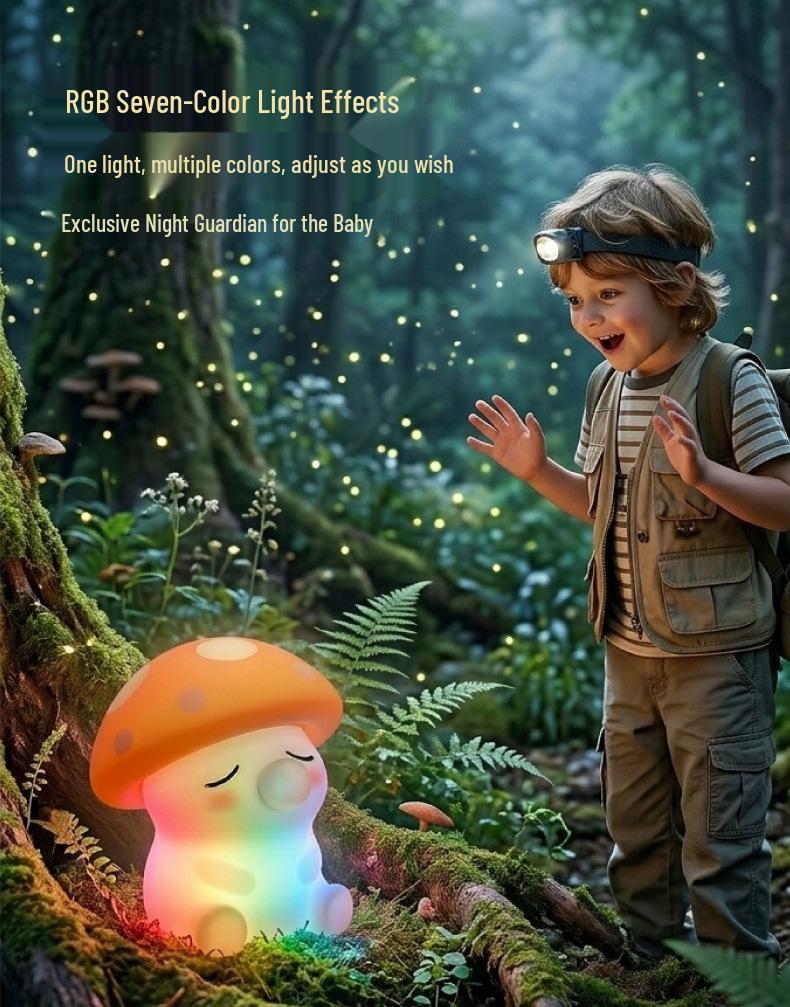 USB Rechargeable Silicone Mushroom Night Light for Kids