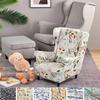 Kids Size Floral Printed Wing Chair Cover Elastic Stretch Spandex Single Armchair Cover Removable Relax Children Sofa Slipcovers
