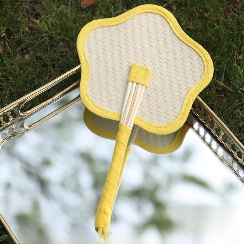 Lightweight Weaving Hand Fan with Colorful Edging Cooling Fan Natural Handmade Raffia Fans  Summer