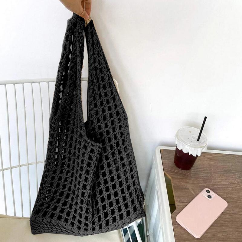 Yogodlns Fashion Crochet Bags for Women Summer Beach Tote Bag Aesthetic Totes Handbag Bohemian Woven Knit Shoulder Bag