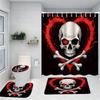 Halloween Skeleton Decor Pattern Shower Curtain  Bath Sets Waterproof Non-Slip Bathroom Rug Toilet U  With 12 Hooks Home Deco