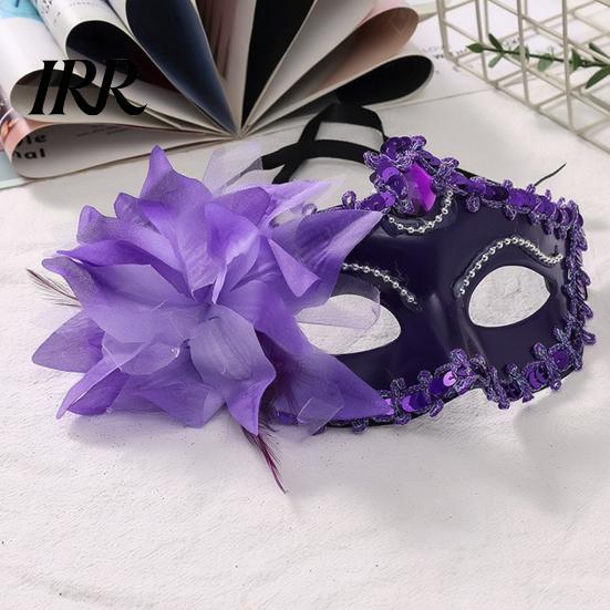 Durable Costume Mask Half Face Masquerade for Women, Mesh Flower Rhinestone Venetian Party Mask, Costumes Accessory Halloween Carnival Prom Ball