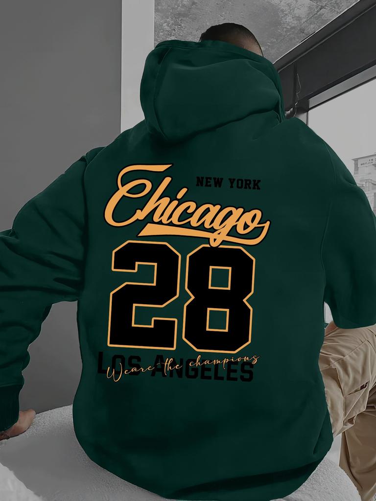 Men's casual versatile hooded sweatshirt, street style simple print, autumn and winter outdoor fitness hoodie