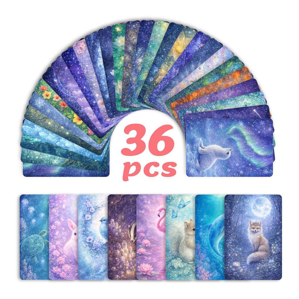 36 Fantasy Animal Illustration Style Cards, Creative Colorful Decoration Can Be Handwritten Message Card