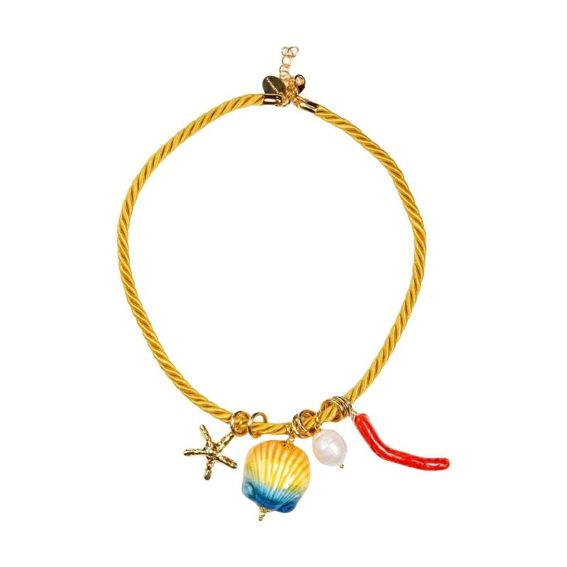 

Stylish Starfish Pendant Necklace Adjustable Portable Resin Jewelry for Women Beach Vacation Fashion Accessory
