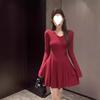 Season's New Pure Desire Style Spice Girl with Coat, Slim and Thin Long-sleeved Dress, Lazy Style Short Skirt
