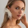 Creative Inlaied Rhinestone Stud Earrings Charm Crystal Dangle Earring Feather Earrings  Banquet