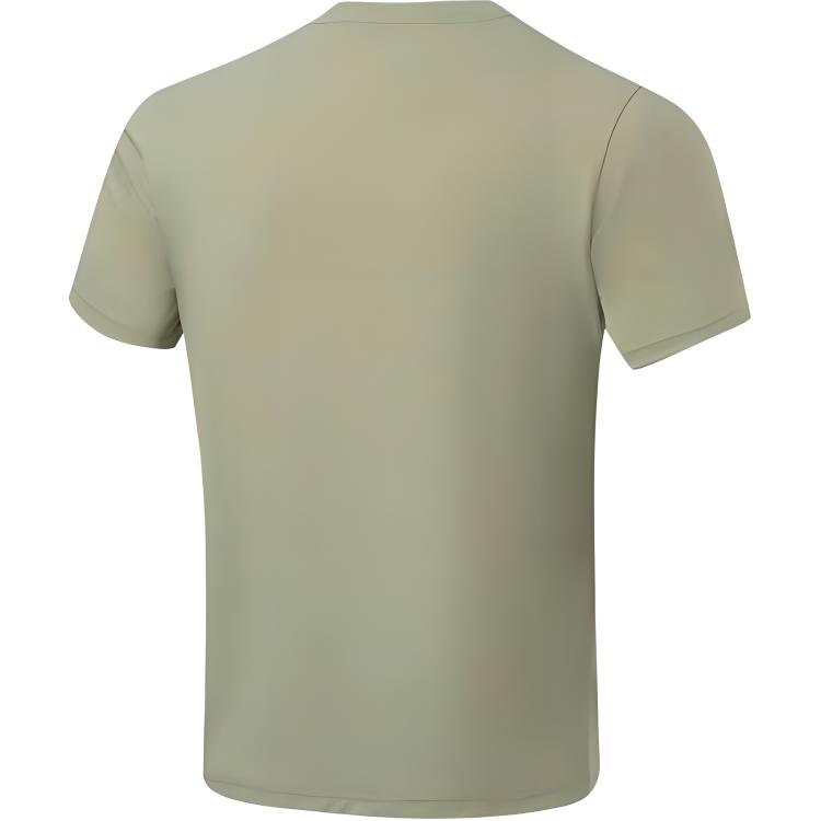 Li-Ning Fitness Series Simple Solid Color Loose Round Neck Short Sleeve T-Shirt Men Tops Yew-Green ATST021-4