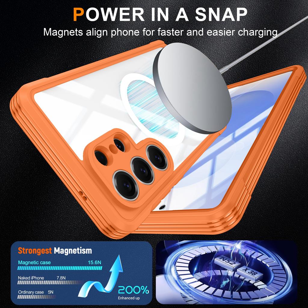 Für Samsung Galaxy S26 Ultra Magnetische Hülle PC + TPU Handyhülle mit Gehärtetem Glas Displayschutzfolie