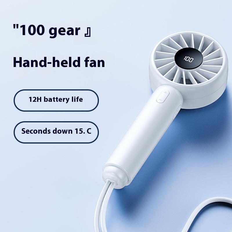 Handheld Fan with Smart Digital Display 100-Speed USB Rechargeable-Essential for Outdoor Activities Perfect Gift