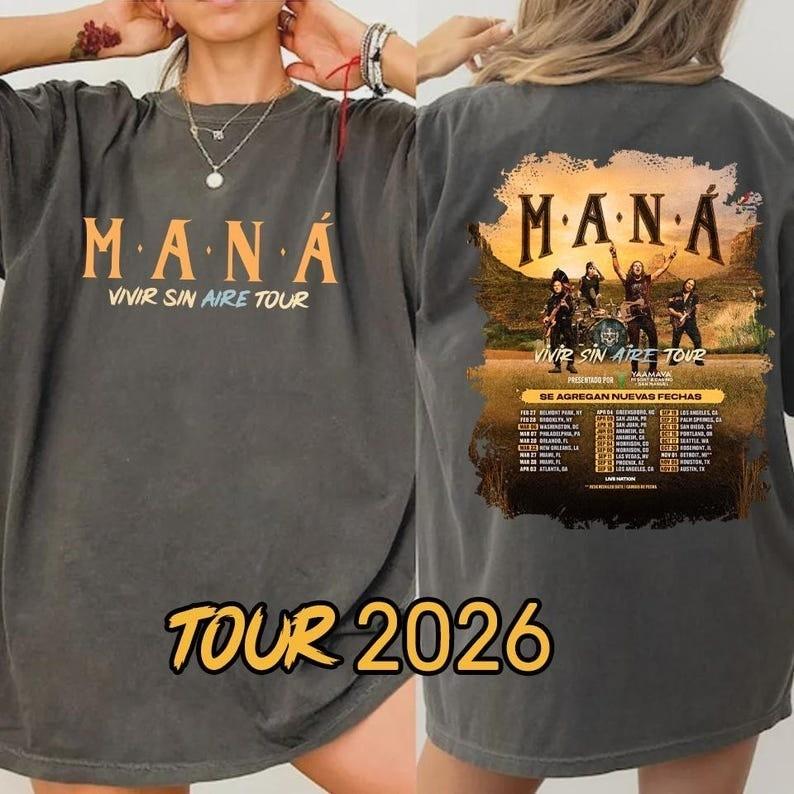 Mana Tour 2026 T-Shirt  Music Tour Concert Tee Unisex T-Shirt XXXL