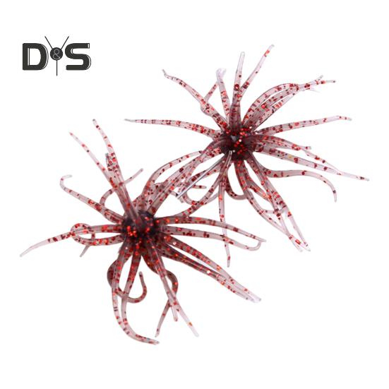 

2 шт. 6,88 см/1,7 г мягкая приманка для морского ежа с юбкой для плавания, цветная искусственная приманка для соленой воды, пресноводного окуня, судака, форели, рыболовные принадлежности красный