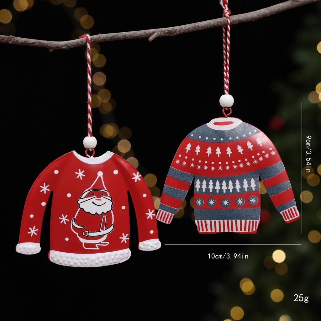 Metal Christmas Hanging Ornament Lightweight Christmas Sweater Ornament Character Candy Cane Ornament Festive For Christmas Tree