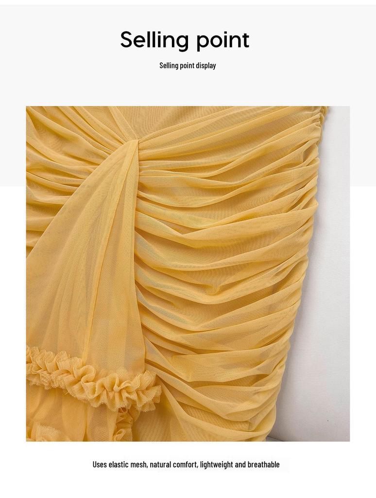 Elegantes Fischgräten-Netzkleid im französischen Stil: Eng anliegendes Abendkleid mit Trägern