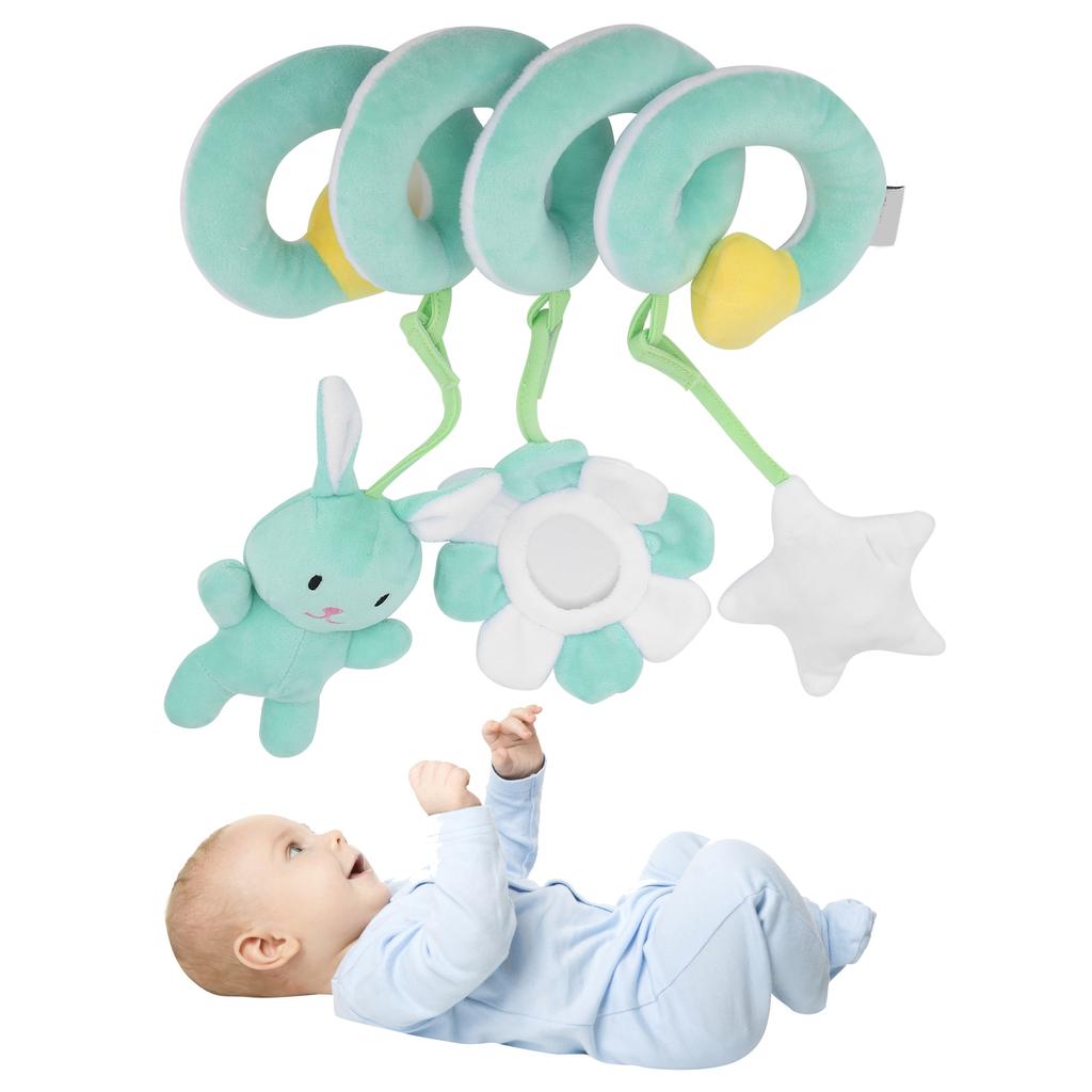 Baby Stroller Hanging Toy Appeasing Infant Spiral Activity Rattle Newborn Plush ToyGreen