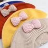 Księżniczka dziewczynka czapka z kokardką z dzianiny dla dzieci berety dla dziewczynek moda wiosna zima czapka dziecięca akcesoria dla dzieci 1-4Y