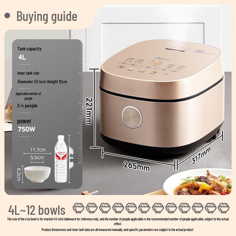 Midea Crock pot intelligente da 4L con rivestimento in acciaio inossidabile 316L Spina CN (adattatore incluso)