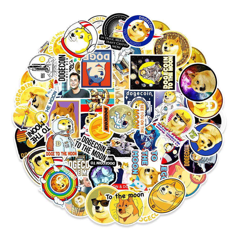50 Dogecoin Graffiti Stickers Luggage Stickers Balance Car Decorative Stickers