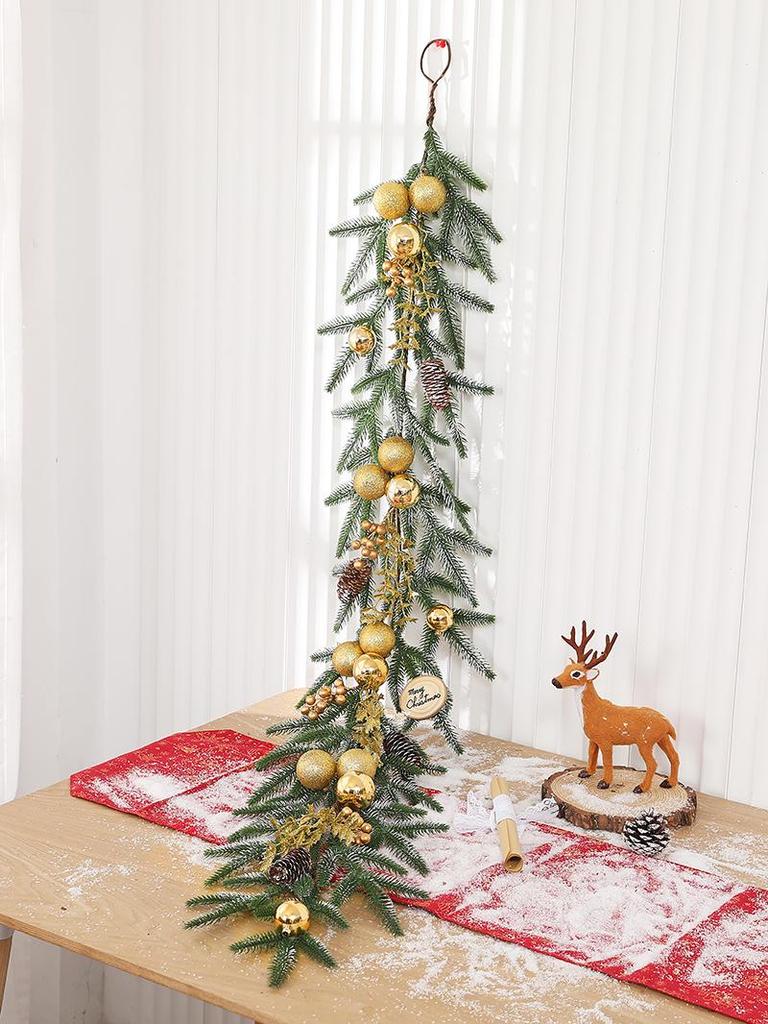 Enchanted Snowy Christmas Rattan Wreath for Window and Mall Displays