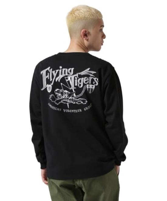 AVIREX MILITARY MOTIF LONG SLEEVE T-SHIRT men s F 010 black 783-4930016 чёрный