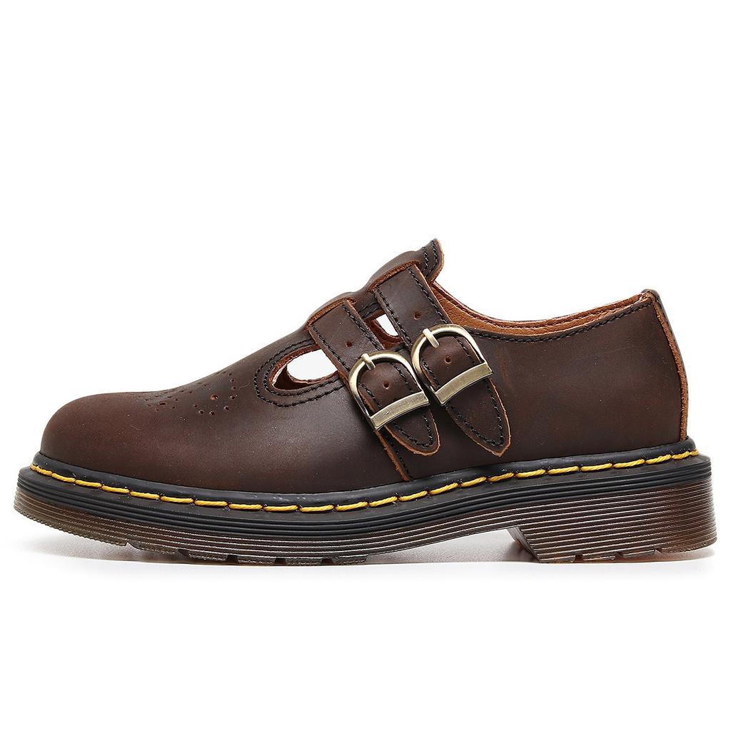 New Mary Jane Shoes Genuine Leather Low-top Small Leather Shoes Women's Crazy Horse Brown Fashion Student Casual Cowhide Shoes