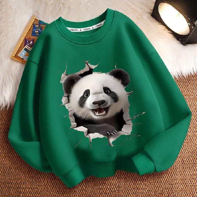 Niedliche Panda-Hoodies für Kinder, lässige langärmlige Rundhals-Hoodies für Jungen und Mädchen im Herbst und Winter
