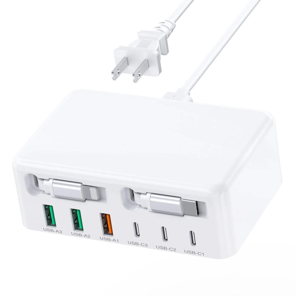 120W Total Power Retractable iPhone Fast AC PD 20W USB C Charger Simultaneous Business Compatible with and Other Devices Charger, Type-C Charger,