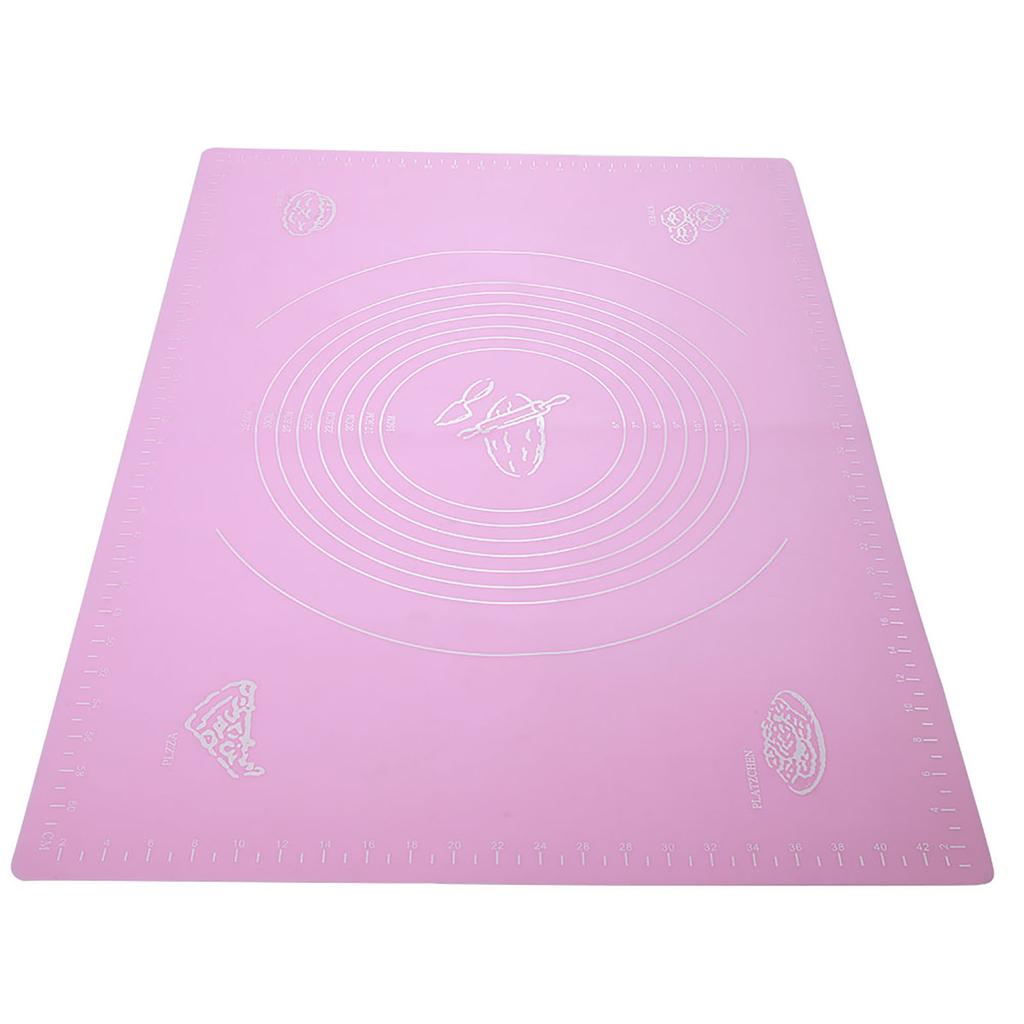 Household Silicone Non-Stick Baking Mat with Scales Rolling Dough Pad Kitchen Baking Tools(Pink 45x65cm)