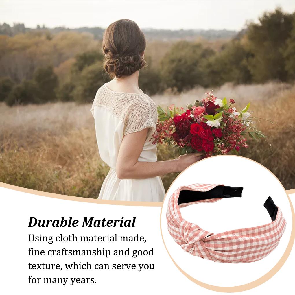 Hair Accessories Face Washing Supplies Knotted Headband Daily Wear Clothes Matching Accessory Sweet Plaid Hairband Adult Women