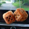 1PC Car Fuzzy Plush Dice with Dots Retro Square Plush Hanging Mirror Fuzzy Dices Kid Toys for Car Interior Ornament Decoration