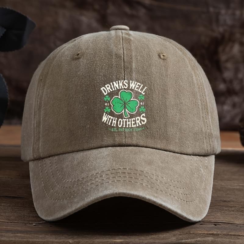 

St Patricks Day Drinks Well With Others Baseball Cap Casual Polyester Unisex Adult Casual Hat One Size