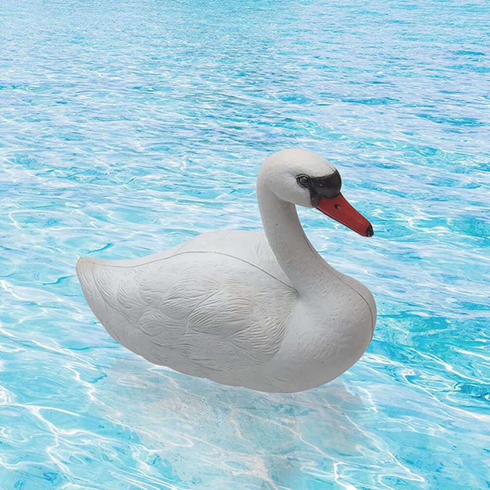 Yardwe 3D Simulated Swan Statue, Realistic Floating Swan Garden Decoration for Pond, Pool, and Home Decor, White, 12.99 X 10.23 X 6.29 Inches