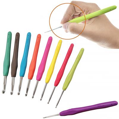 1 Uds. Ganchos de ganchillo con mango de goma de 2-8mm, agujas para manualidades de tejido, herramientas de costura de hilo, agujas de tejer de ganchillo