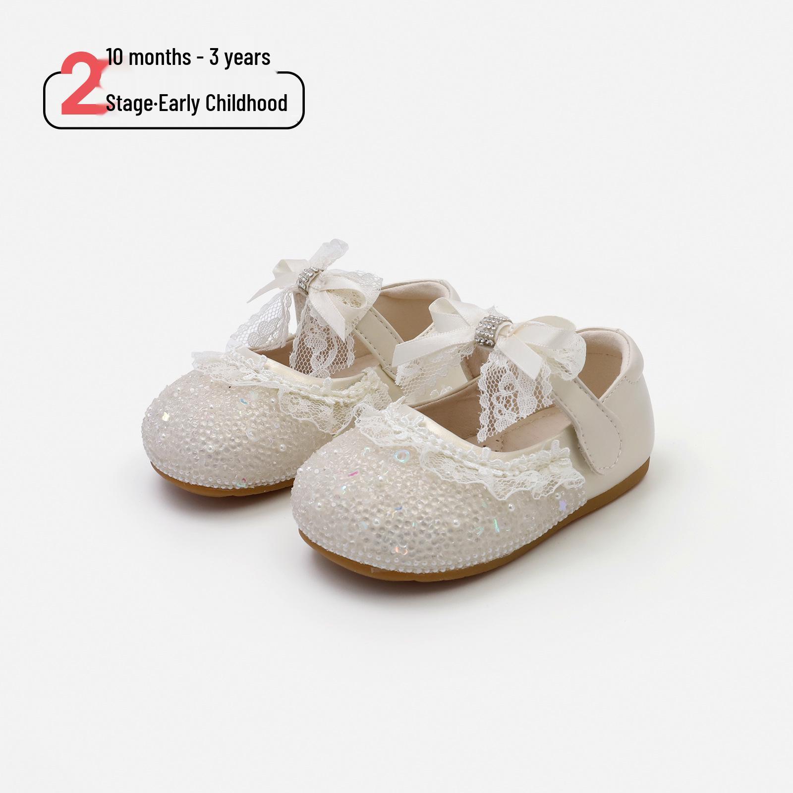 

Spring 2026 Girls Bow Princess Toddler Shoes - Soft Sole Leather Size 18/13.5cm бежевий