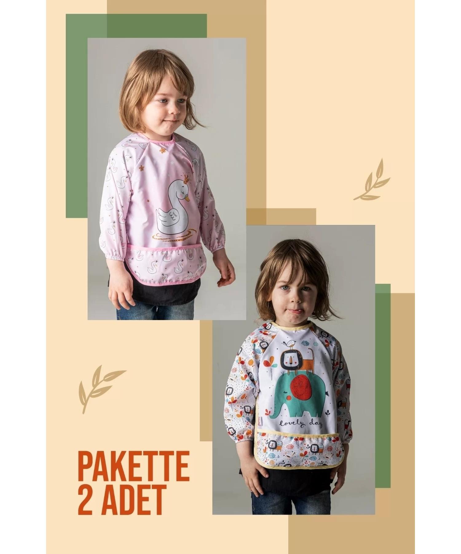 

Wearable Sleeved Bib 0-2 Years (swan-elephant)