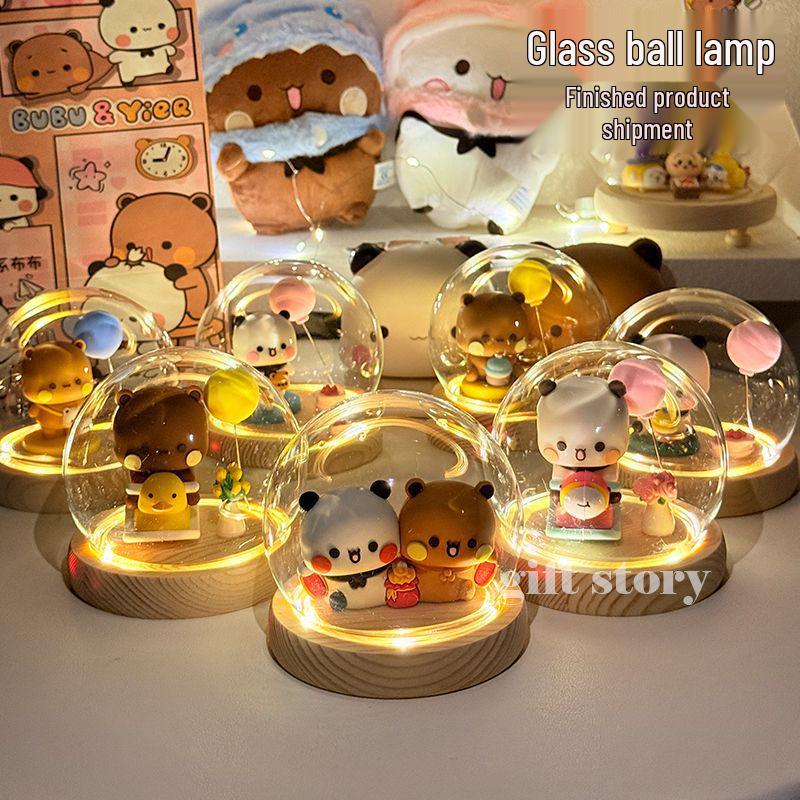 One Two Bubu Cute Luminous Glass Christmas Crystal Ball Night Light Gift for Girls & Best Friends
