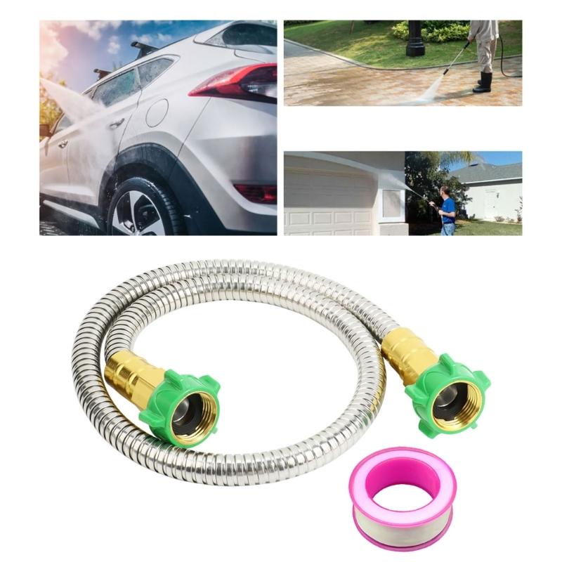 Stainless Steel Garden Leader Hose Female to Female Leader Hose Leakproof Flexible Water Hose Water Pipe Connection