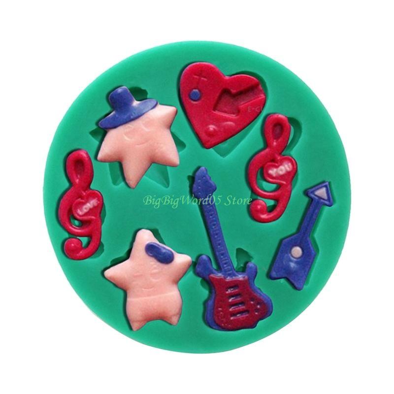 24TE Handgefertigte Gitarrennoten Klavier Silikon Seifenformen Schokolade Fondant Formen DIY Antihaft Backwerkzeug