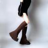Harajuku Women Lolita Flared Leg Warmer Rib Knit Striped Letters Knee High Socks