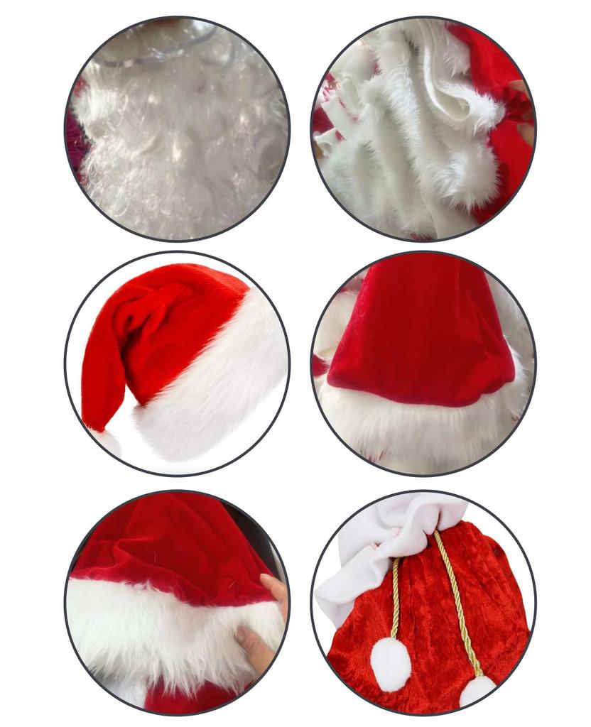 Santa Claus Costume Deluxe Thick Adult Santa Christmas Long Party Santa Suit [NOKIJP] 11-Piece Set, Fabric, Size, Cosplay, Outfit, Reindeer, Men's,