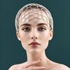 Elegant Rhinestone Mesh Hair Accessory Women Vintage Tassel Veil Headpiece Party Wedding Bridal Headband