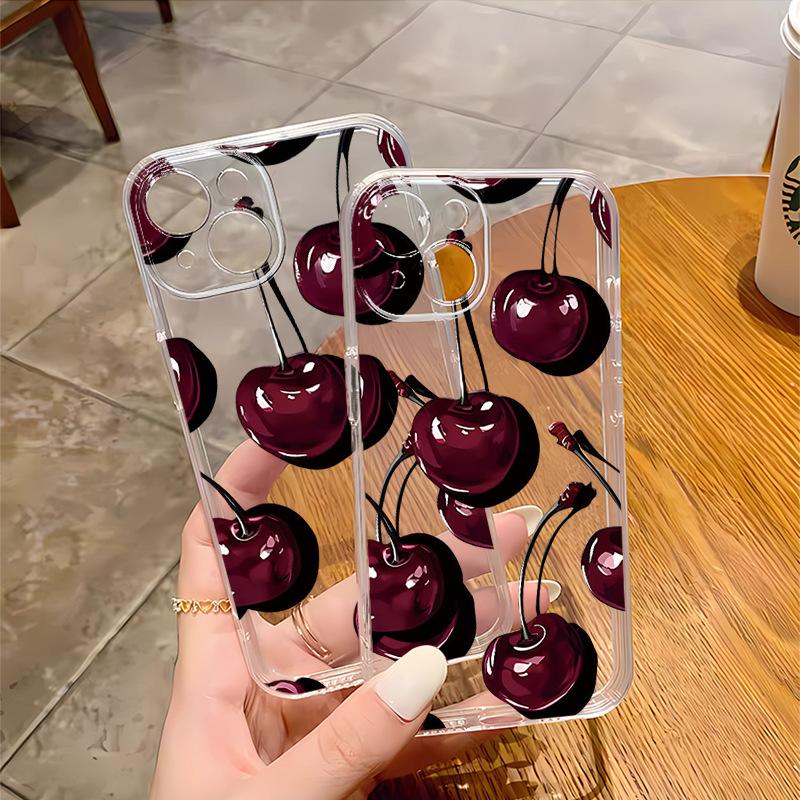 Cherry mobile phone case Apple 17promax light and transparent iphone16 hot-selling 15 anti-drop soft case 14 women