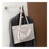 Trendy Grid Cloth Women's Bag 2024 New Korean Style Literary Large Capacity Shoulder Bag Ladies Armpit Bag Street Fashion