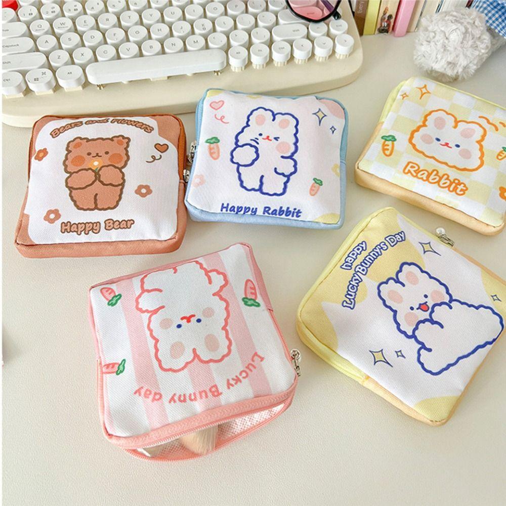 

Защитная сумка для хранения с изображением медведя и кролика, органайзер для макияжа, кошелек для хранения салфеток для девочек